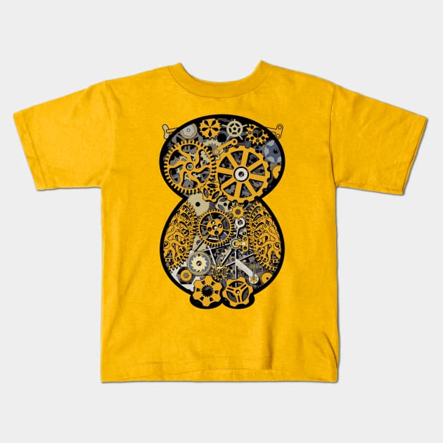 Steampunk Gears Owl Kids T-Shirt by PrettyGhoul